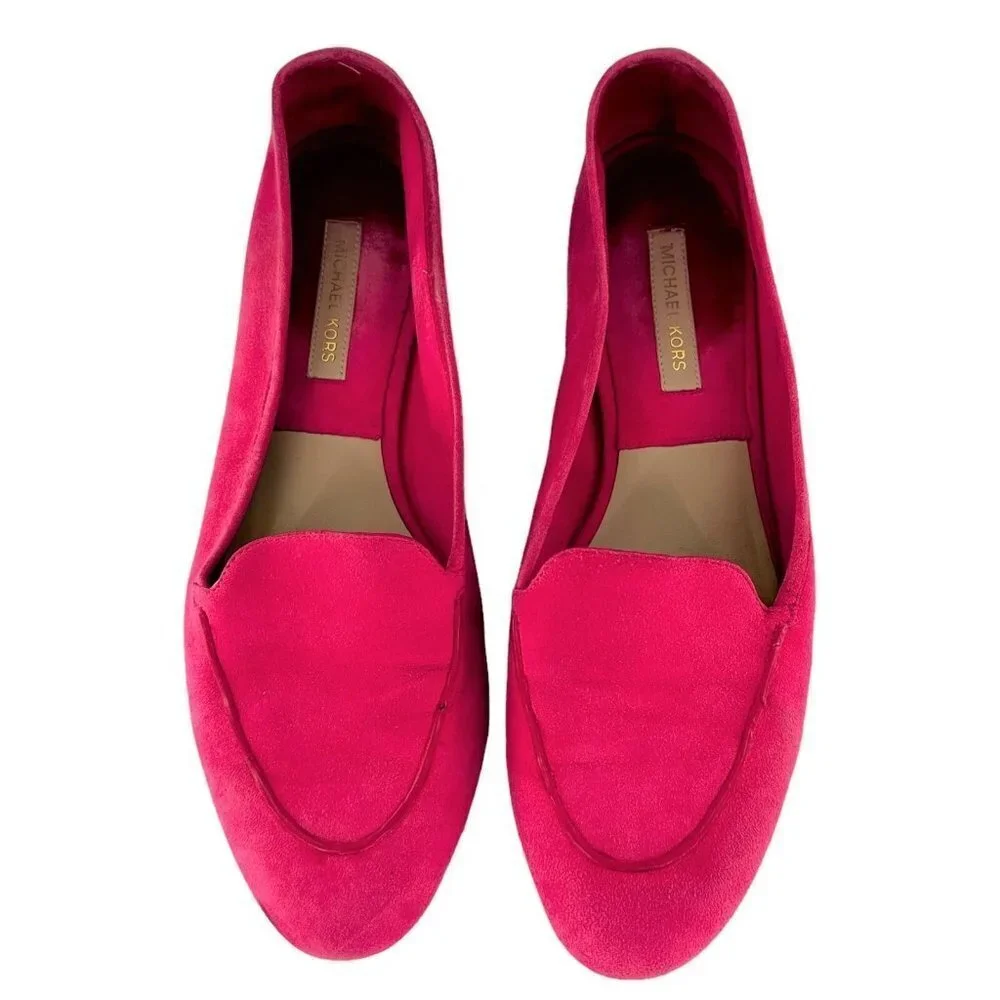 Michael Kors Italy Fuschia Pink Suede Loafers Flats Size 38.5